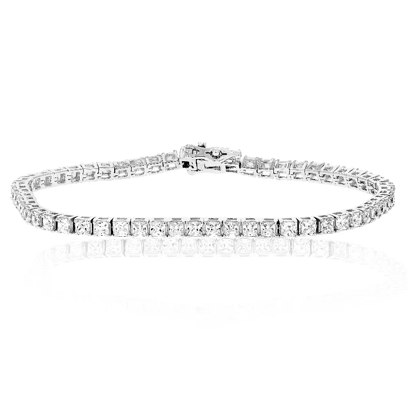 wedding bracelets for women -4 cttw SI2-I1 Princess Diamond Tennis Bracelet 14K White Gold 7 Inches Square