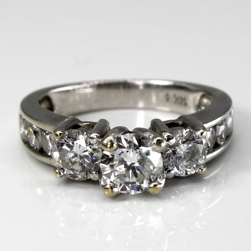 luxury rings for women -Three Stone Diamond with Accents Engagement Ring | 2.00ctw I1 H/I | SZ 6 |