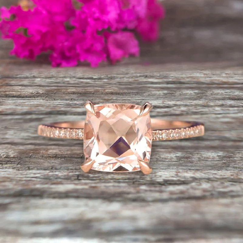 solitaire engagement rings for women -solitaire engagement rings for women -Cushion Cut 1.50 Carat Morganite Engagement Ring Rose Gold 10k Basket Design Claw Prong Art Deco