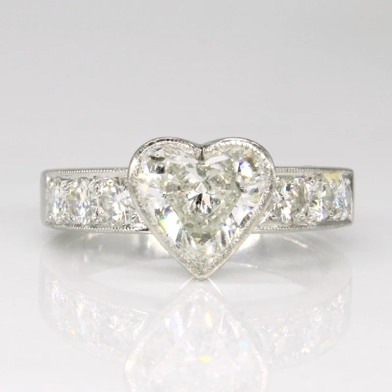 sophisticated rings for women -Diamond Heart Engagement Ring | 1.83ctw | SZ 5.75 |