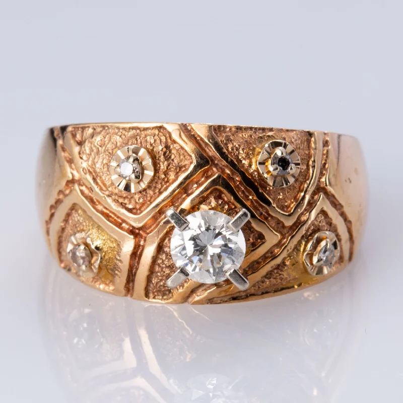 vintage rings for women -10K Yellow and White Gold Diamond Ring | 0.39 ctw | SZ 8 |