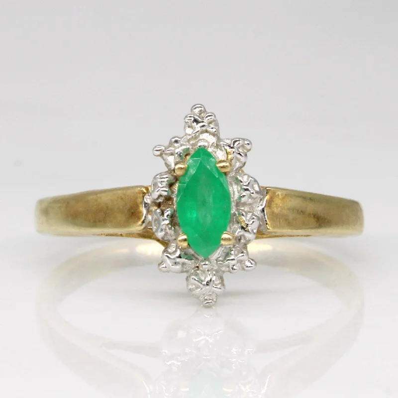 stylish rings for women -Illusion Set Emerald Ring | 0.20ct | SZ 6.75 |