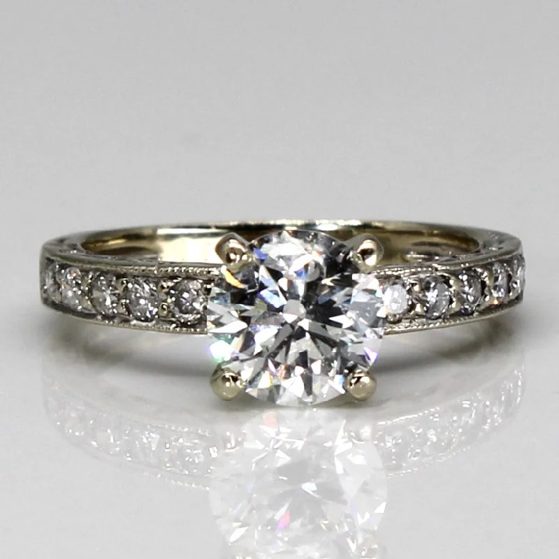 luxury diamond rings -Solitaire with Accents Diamond Engagement Ring | 1.27ctw | SZ 4.5 |