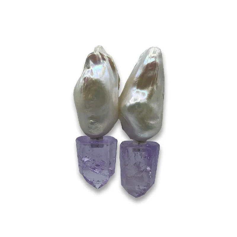 chic earrings for women -heart-shaped earrings for women -BAROQUE PEARL & AMETHYST EARRINGS