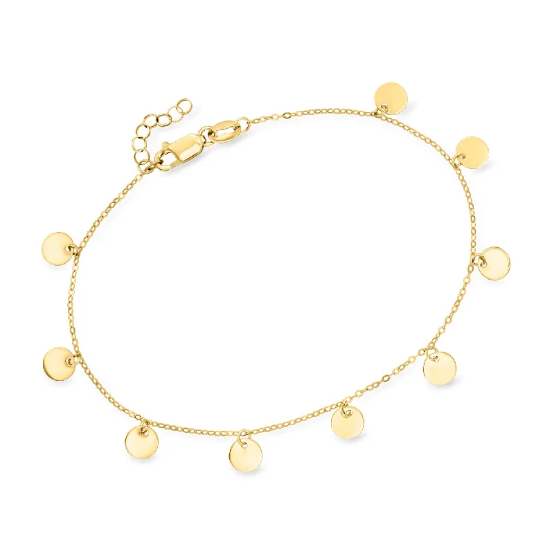 bracelet sets for women -Ross-Simons Italian 18kt Yellow Gold Mirrored-Disc Station Bracelet