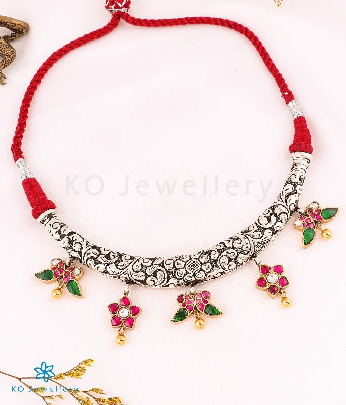 statement pendant necklaces for women -colorful necklaces for women -The Shams Silver Kundan-Jadau Necklace (2 tone)