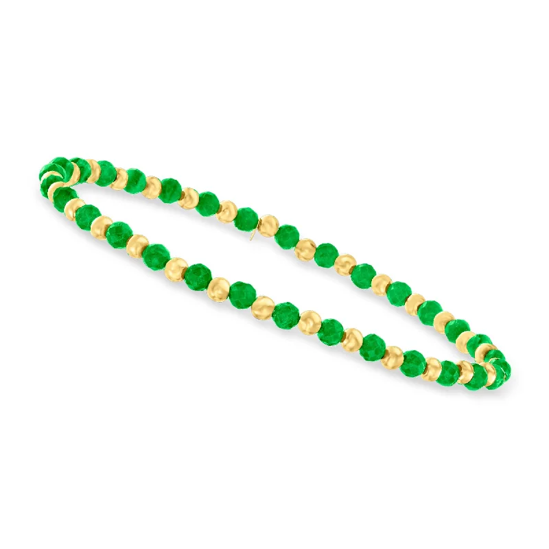 handmade charm bangles -Canaria Emerald Bead Stretch Bracelet in 10kt Yellow Gold