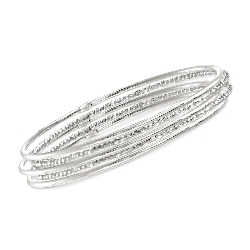 matching bracelet sets for women -Ross-Simons Italian Sterling Silver Jewelry Set: 5 Bangle Bracelets