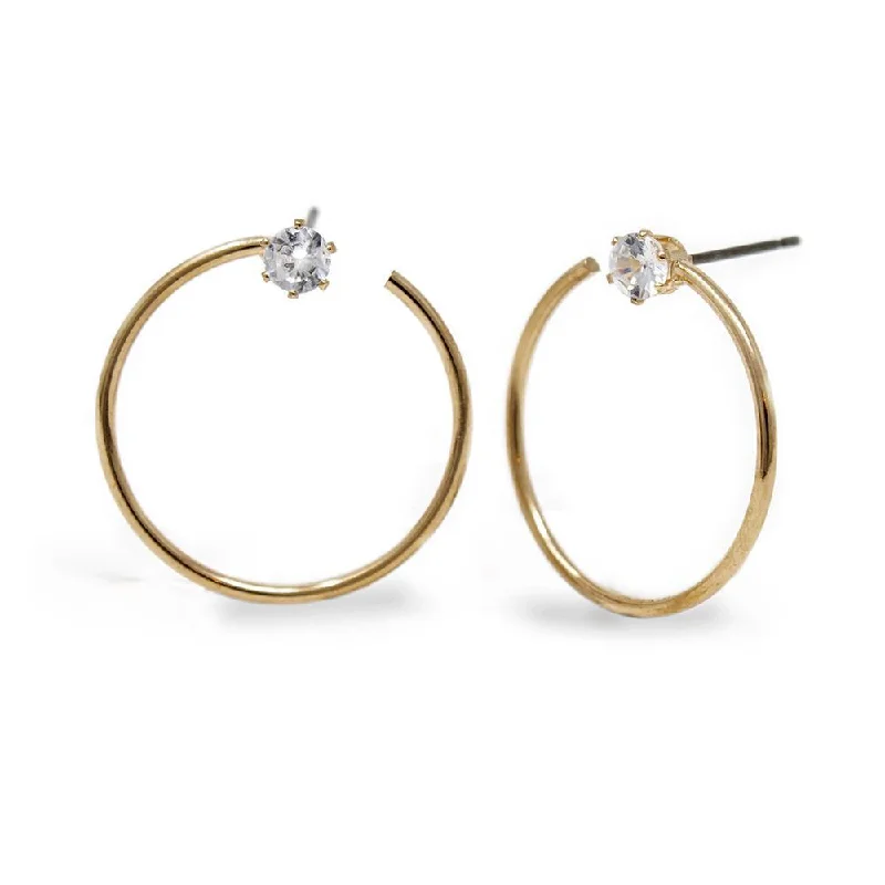 gold earrings for women -silver earrings for women -Tiny CZ Hoop Stud Earrings Gold Tone