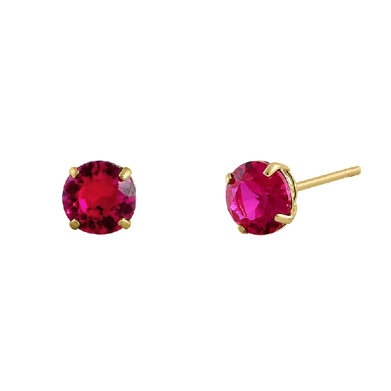 timeless earrings for women -timeless earrings for women -.92 ct Solid 14K Yellow Gold 5mm Round Cut Ruby CZ Earrings