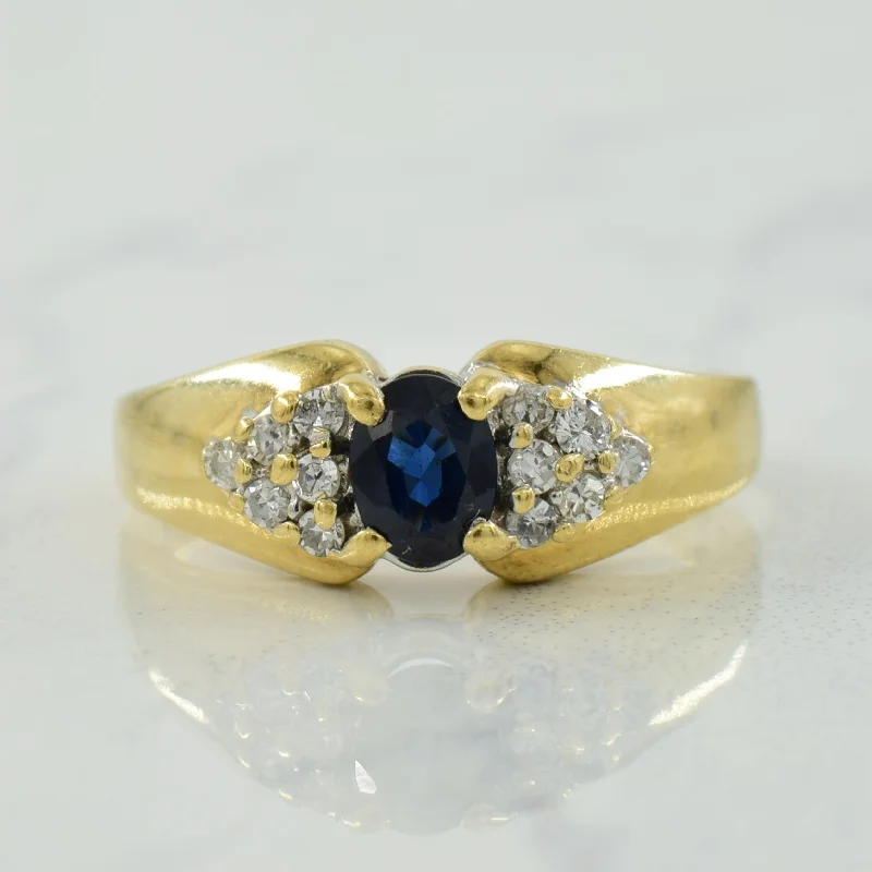 fashion rings for women -Blue Sapphire & Diamond Ring | 0.40ct, 0.10ctw | SZ 6.25 |