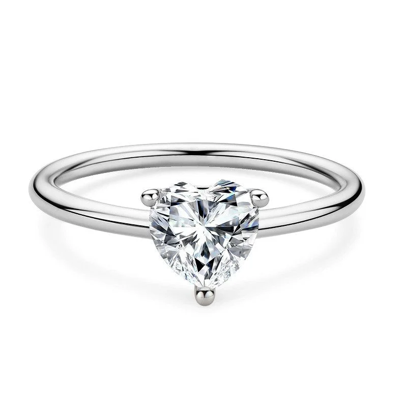 radiant engagement rings -radiant engagement rings -Simple Fashion Heart Shaped 1 Carat Moissanite /High Carbon Diamond 925 Sterling Silver Engagement Ring for Women