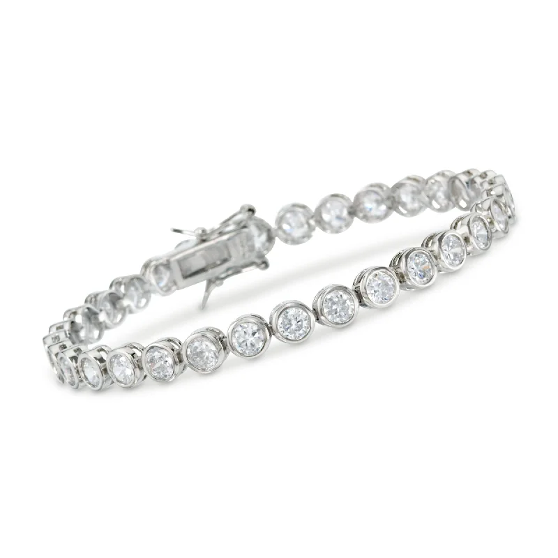 elegant crystal bracelets for women -Ross-Simons CZ Tennis Bracelet in Sterling Silver