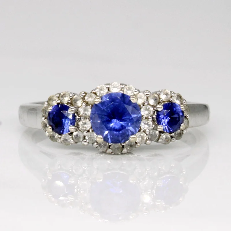 vintage engagement rings for women -Synthetic Two Tone Sapphire Ring | 0.75ctw, 0.15ctw | SZ 7 |