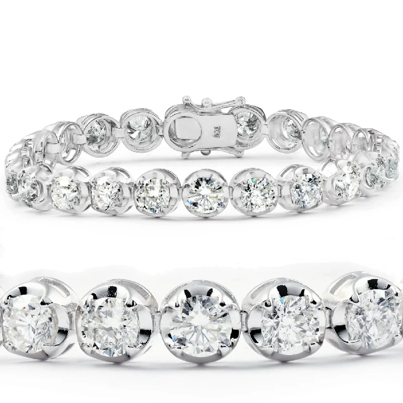 chic women’s bangles -15 Ct Diamond Tennis Bracelet 18k White Gold 7" Double Locking Clasp