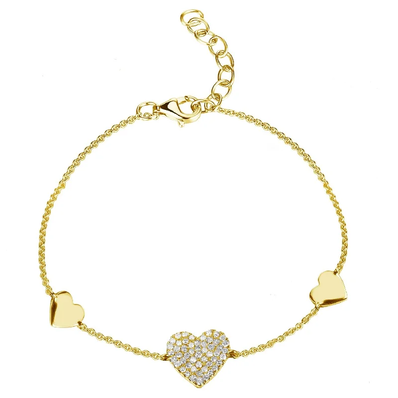 gemstone bangles for casual wear -14k Gold & Diamond Heart Bracelet