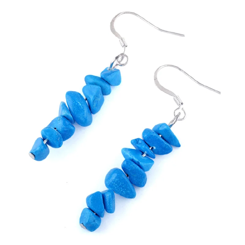 long earrings for women -bridal earrings for women -Turquoise Howlite Chips Dangle Earrings