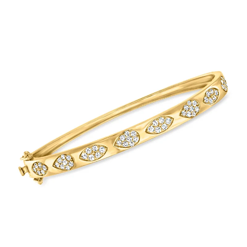 chic women’s bangles -Ross-Simons Diamond Geometric Cluster Bangle Bracelet in 14kt Yellow Gold