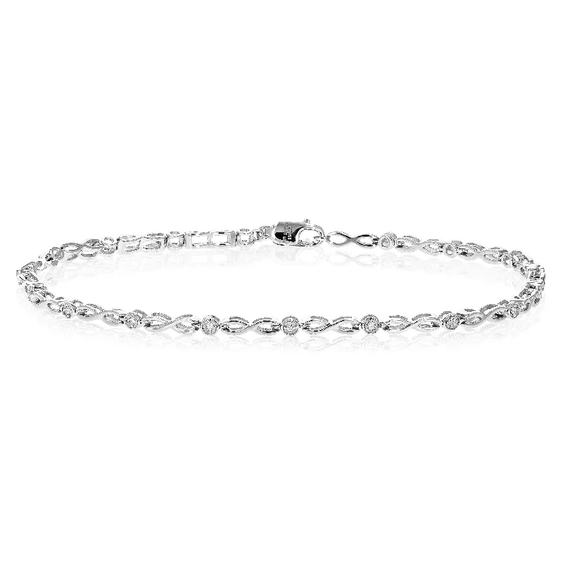 rose gold bracelet sets -1/12 cttw Diamond Bracelet for Women, Round Lab Grown Diamond Bracelet in .925 Sterling Silver, Prong Setting, 7.5 Inch