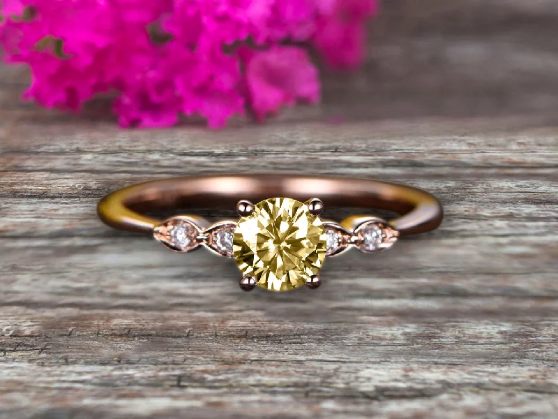 engagement rings with colored diamonds -engagement rings with colored diamonds -1.25 Carat Beautiful Round Champagne Diamond Moissanite Engagement Ring on 10k Rose Gold