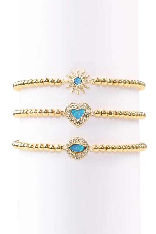 beautiful wedding bangles -Blue Opal Bracelet Set