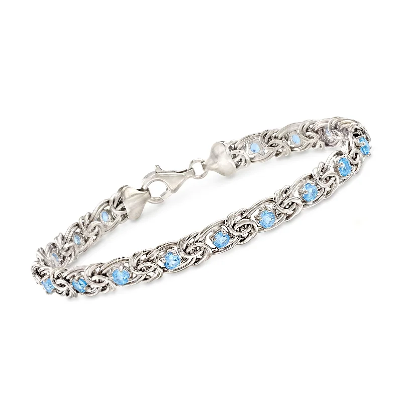 unique bangles for women -Ross-Simons Sky Blue Topaz Byzantine Bracelet in Sterling Silver