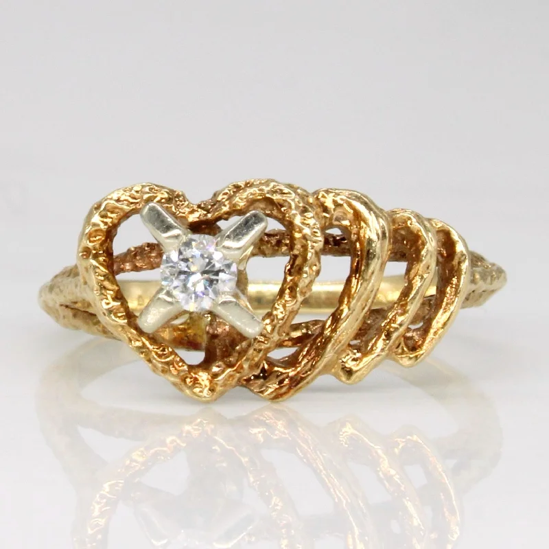 stacking rings for women -Diamond Heart Ring | 0.08ct | SZ 4.25 |