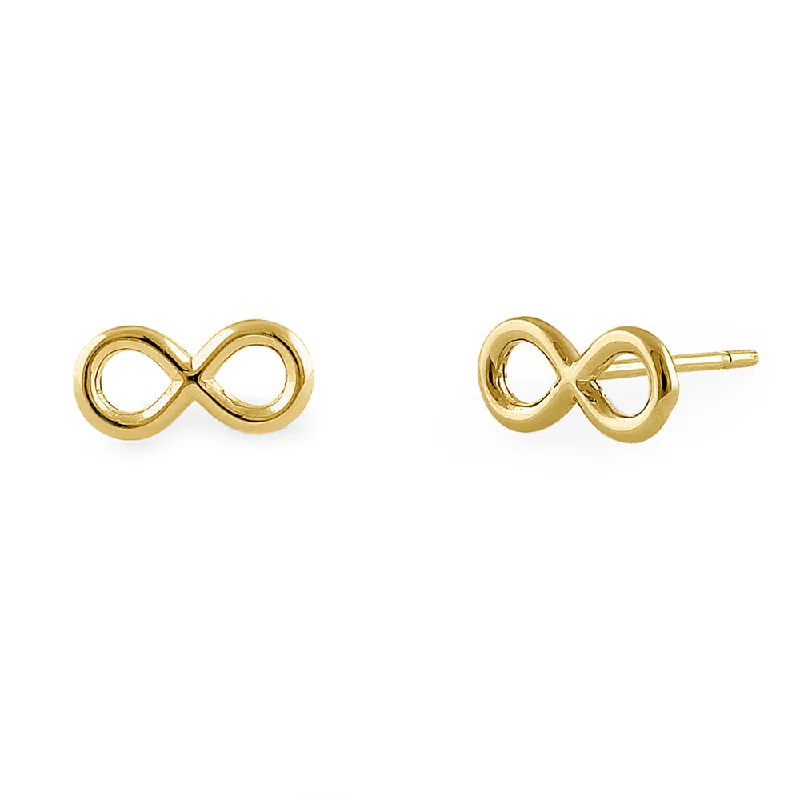 custom gold earrings for women -minimalist earrings for women -Solid 14K Yellow Gold Infinity Earrings