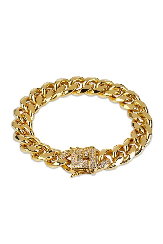 sleek cuff bracelets for women -18k Gold Link & Cz Clasp Bracelet