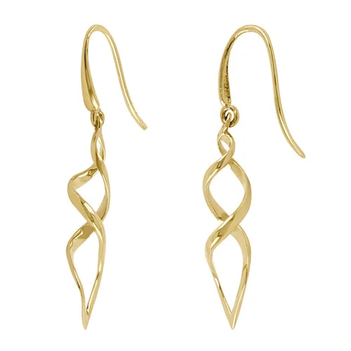 luxury earrings for women -luxury earrings for women -Solid 14k Yellow Gold Dangling Triple Twist Earrings