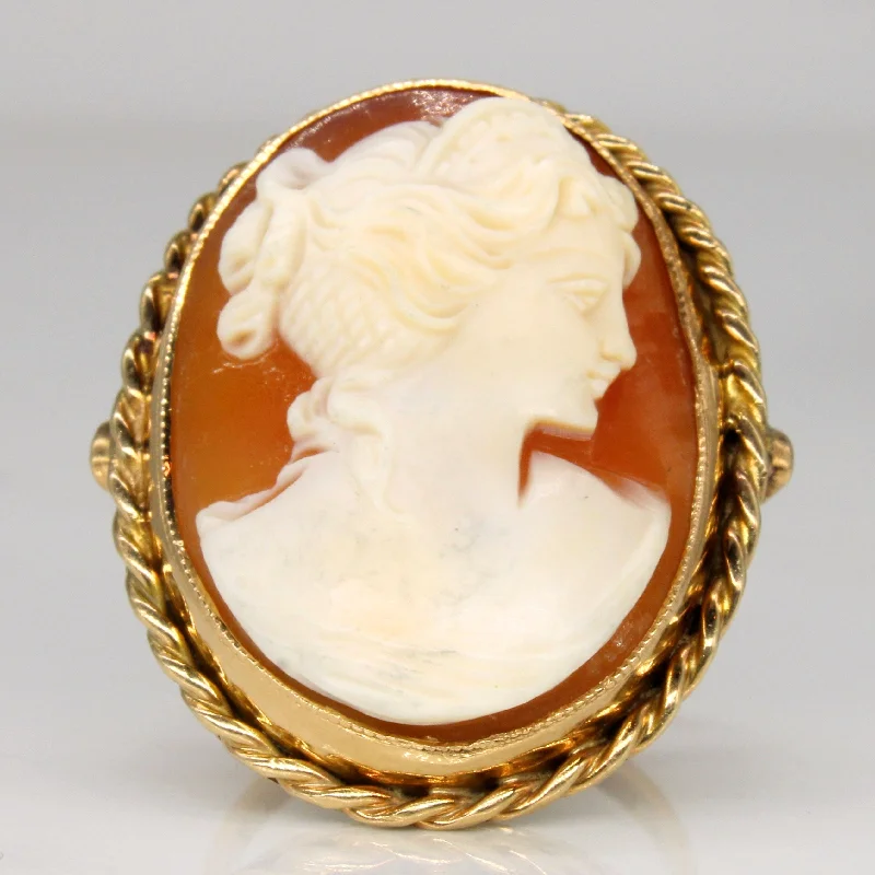 women’s birthstone rings -Carved Shell Cameo Cocktail Ring | 15.00ct | SZ 6.5 |