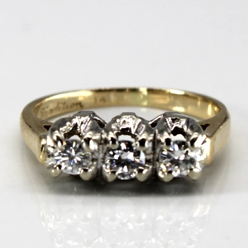 stacking rings for women -Three Stone Diamond Ring | 0.29ctw | SZ 4.5 |