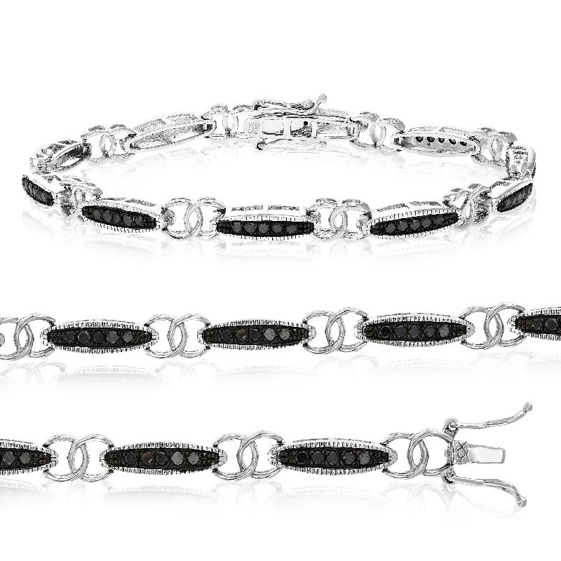 bridesmaid bracelets -1 CT Black Diamond Bracelet in Sterling Silver