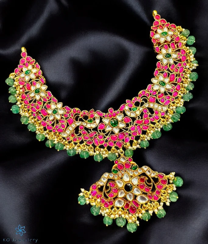 choker necklaces for women -layered necklaces for women -The Dhanyasri Silver Kundan-Jadau Necklace