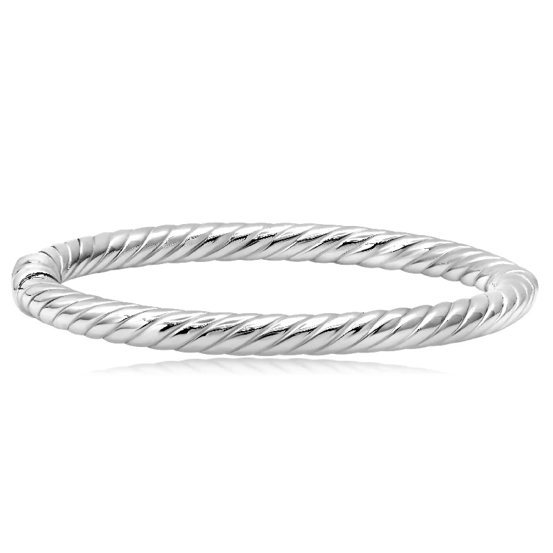 chic bangles for women -Sterling Silver Braided Bangle Bracelet 7 inch