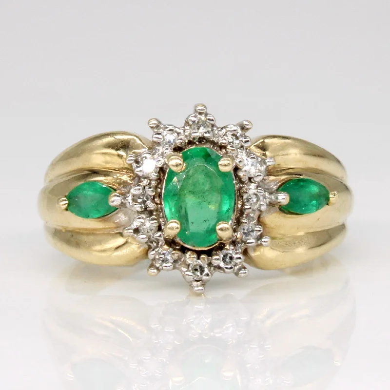 unique gold rings -Emerald & Diamond Ring | 0.45ctw, 0.06ctw | SZ 5.25 |