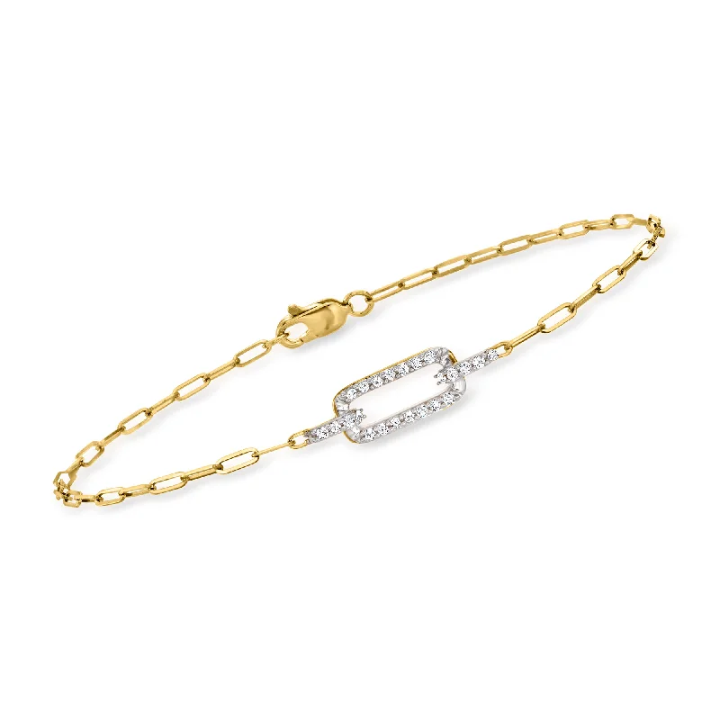 luxury diamond bangles -Ross-Simons Diamond Paper Clip Link Bracelet in 14kt Yellow Gold