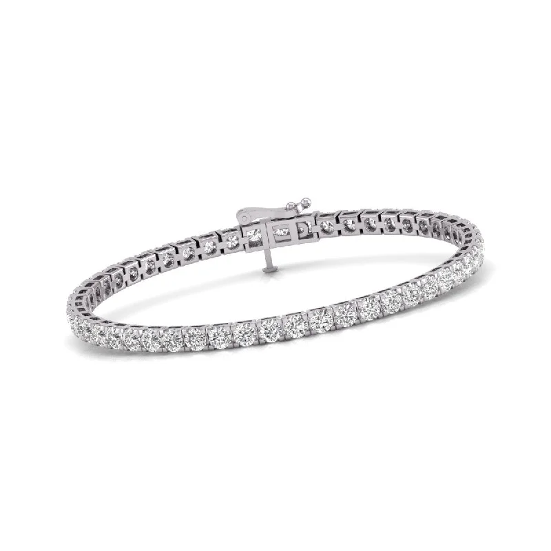 simple bangle bracelets for women -Diana M Lab 3 Carat TW Diamond Tennis Bracelet in 14K White Gold