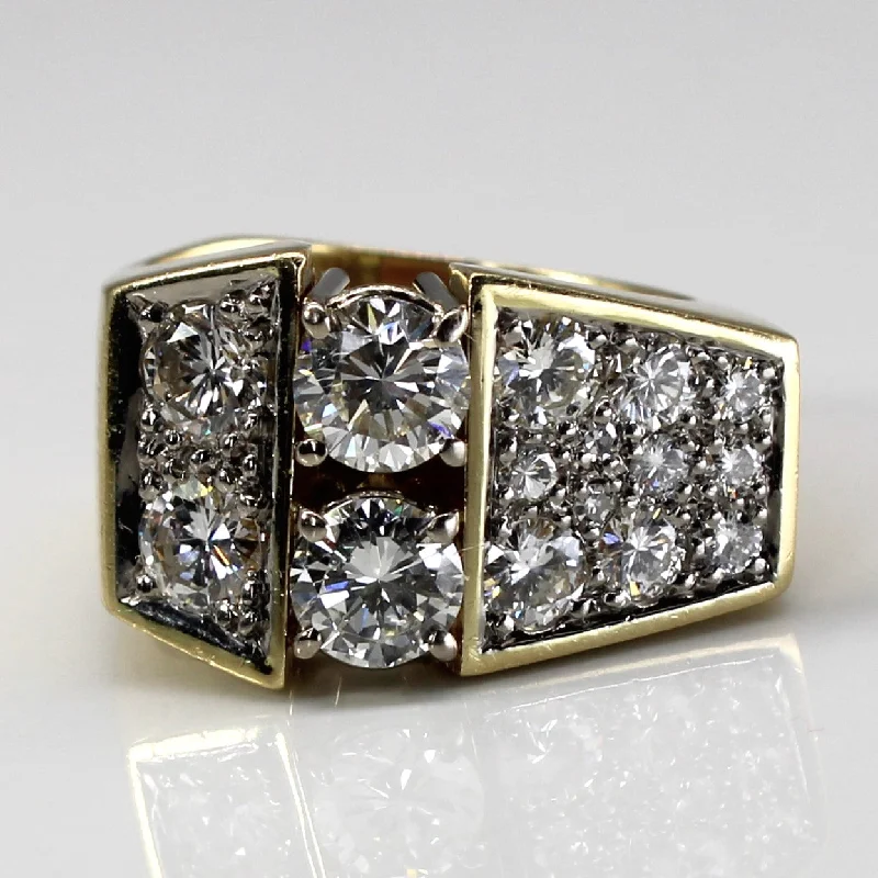 luxury rings with sapphires -Cluster Diamond Heavy Gold Ring | 2.68ctw VS1/VS2 F/G | SZ 6.5 |