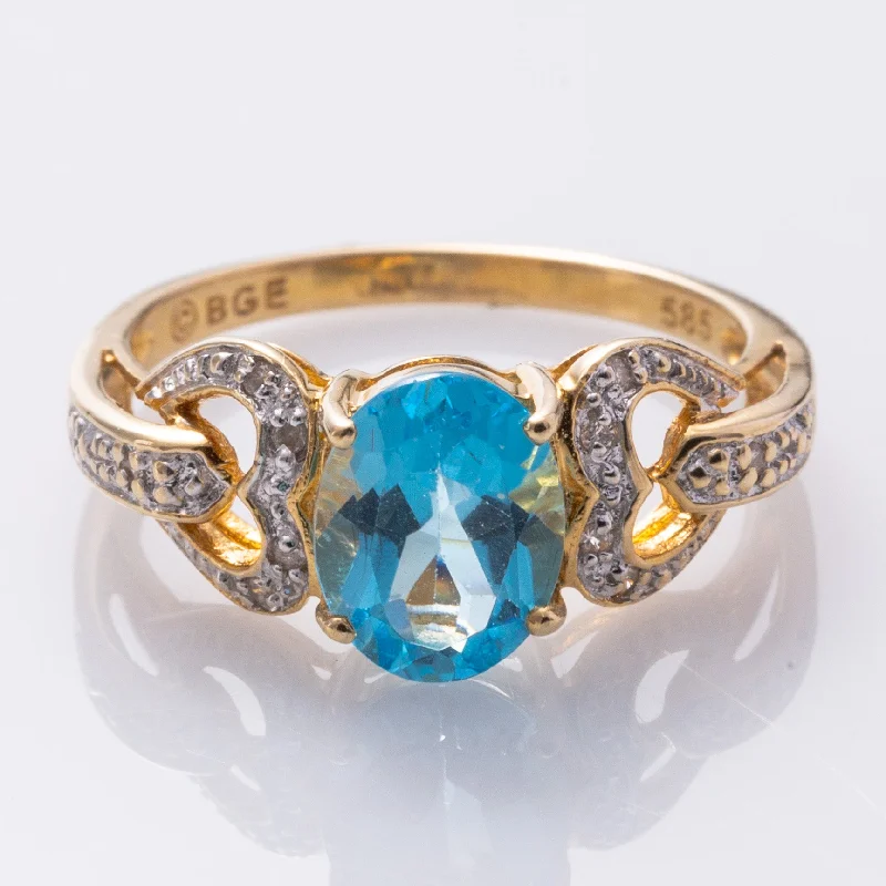 elegant rings for women -14K Topaz and Diamond Cocktail Ring | 1.85ct, 0.06ctw | SZ 7.25 |