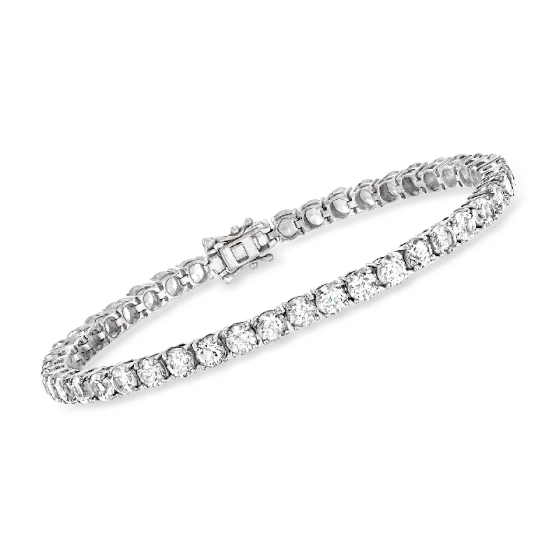 hand-crafted bangles -Ross-Simons White Topaz Tennis Bracelet in Sterling Silver