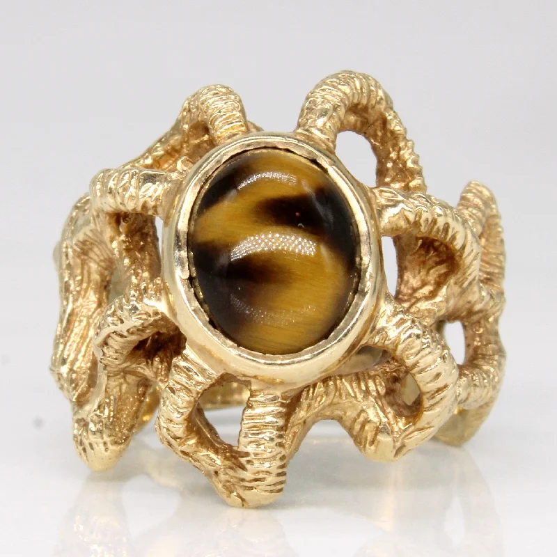 engraved rings for women -Tiger's Eye Quartz Abstract Ring | 2.05ct | SZ 7.25 |