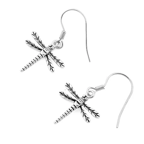 luxury pearl earrings -statement diamond earrings for women -Sterling Silver Dangling Dragonfly Earrings