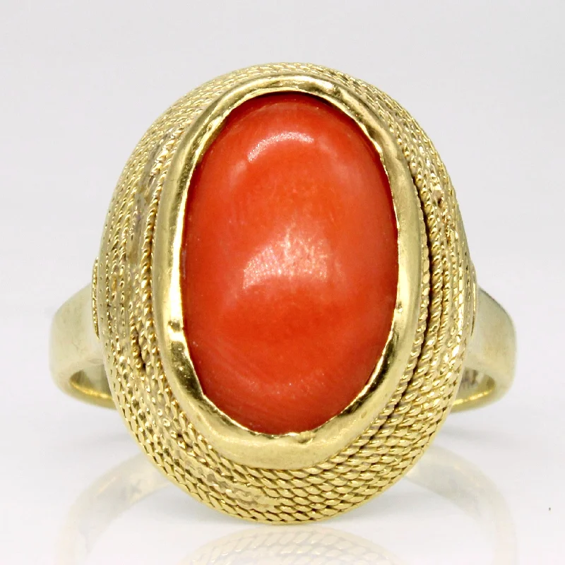 women’s fashion rings with crystals -Coral Cocktail Ring | 3.00ct | SZ 5.5 |