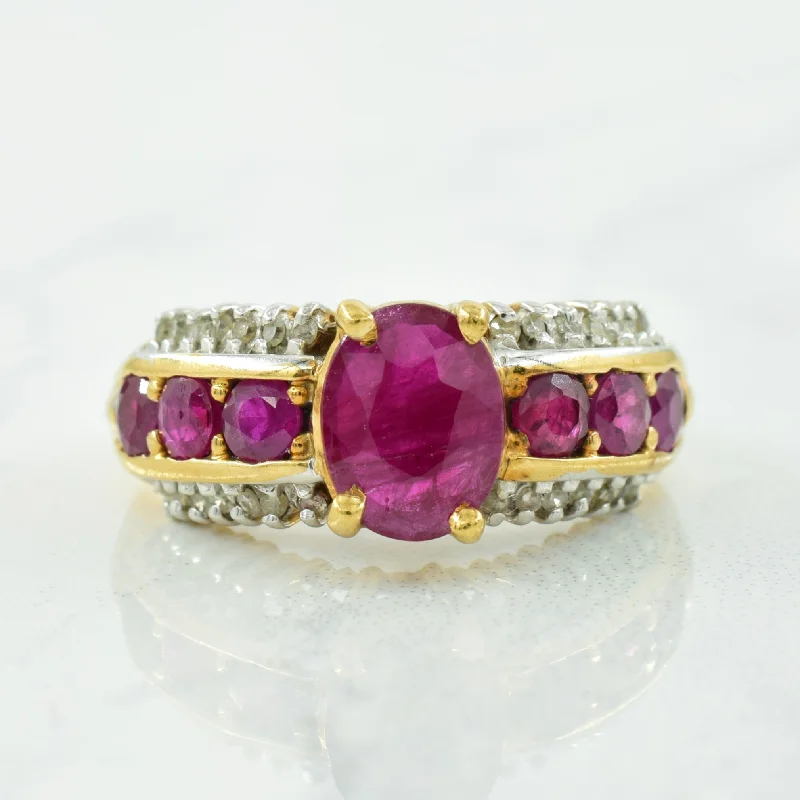 personalized rings for women -Ruby & Diamond Ring | 1.78ctw, 0.78ctw | SZ 6.75 |