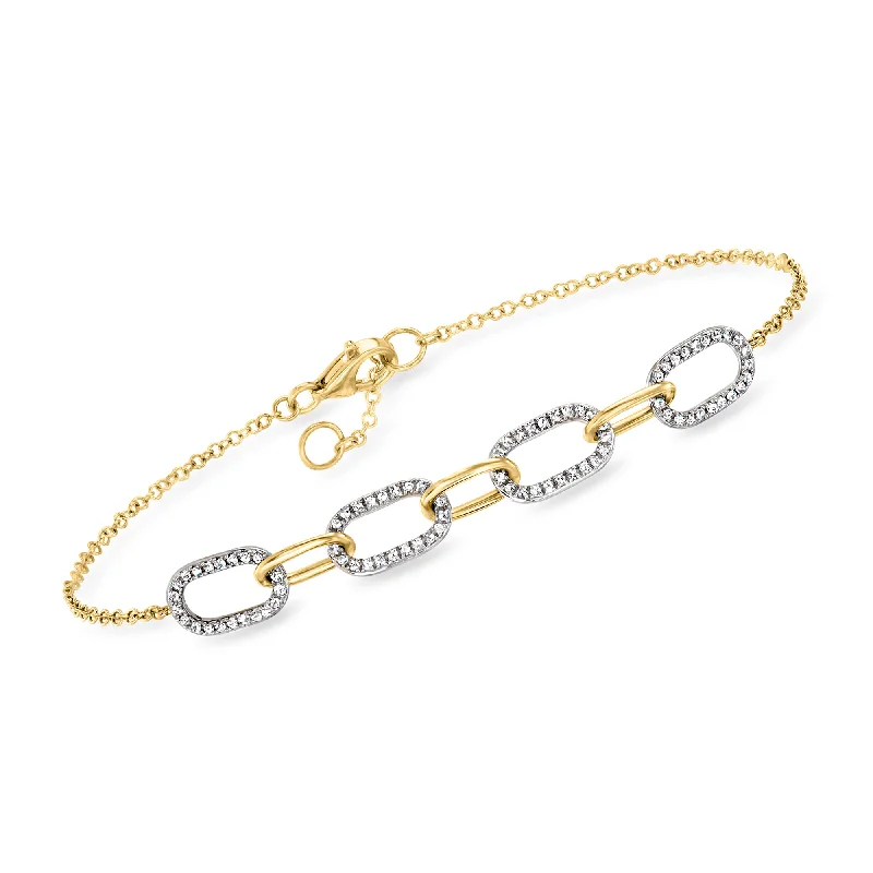 luxurious diamond bracelets -Ross-Simons Diamond Paper Clip Link Bracelet in 18kt Yellow Gold