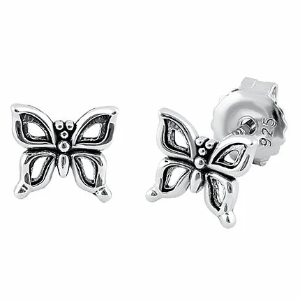 hoop earrings for evening wear -designer earrings for women -Sterling Silver Butterfly Stud Earrings