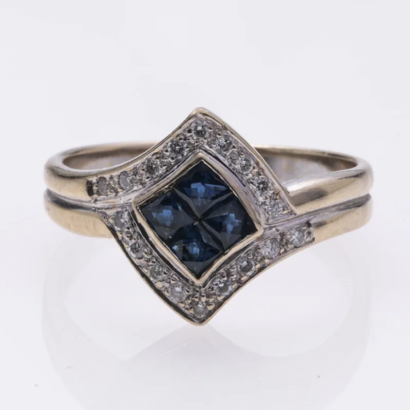 gold rings for women -18K White Gold Sapphire and Diamond Ring | 0.38ct, 0.18ctw | SZ 6.75