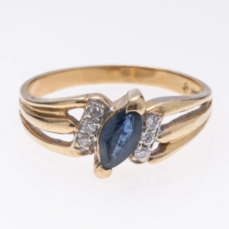 vintage style rings for women -14k Yellow Gold Sapphire and Diamond Ring | 0.35ct, 0.09ctw | SZ 5.75