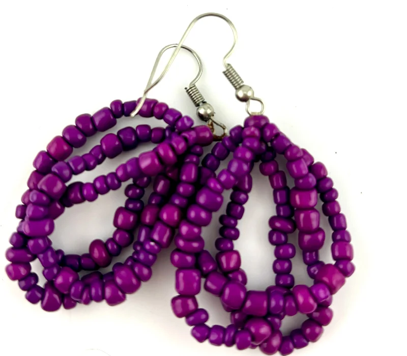 classic gold hoop earrings -classic gold hoop earrings -Cascade Purple Seed Bead Earrings